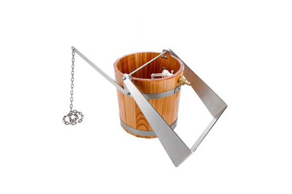 Barrel bucket made of wood with bracket